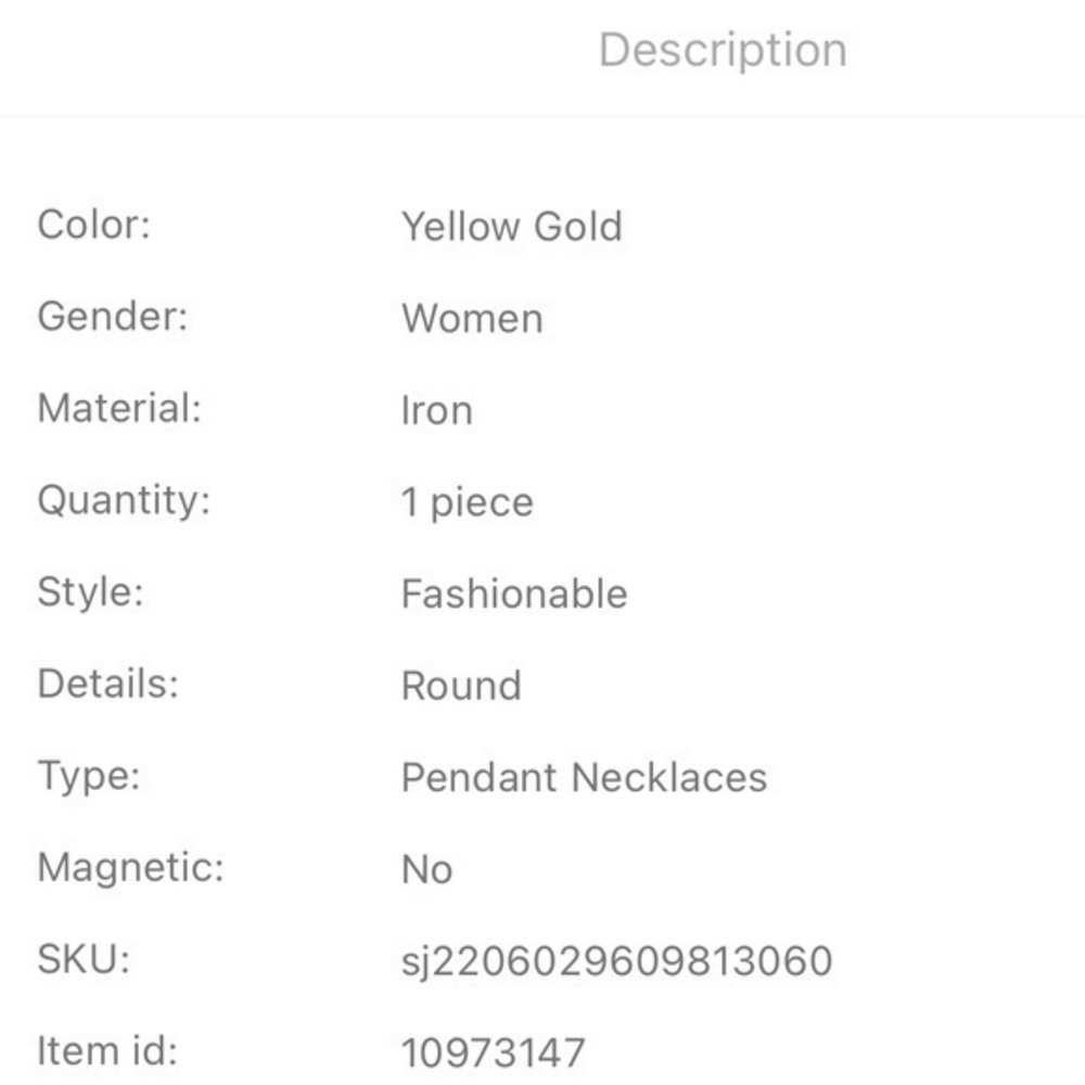 Round Charm Necklace Golden Chain - Picture 5 of 7